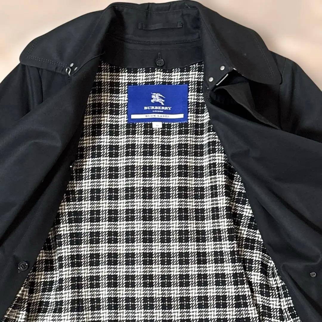 バーバリーブルーレーベル　トレンチコート　ライナー付き　黒　ベルト　チェック