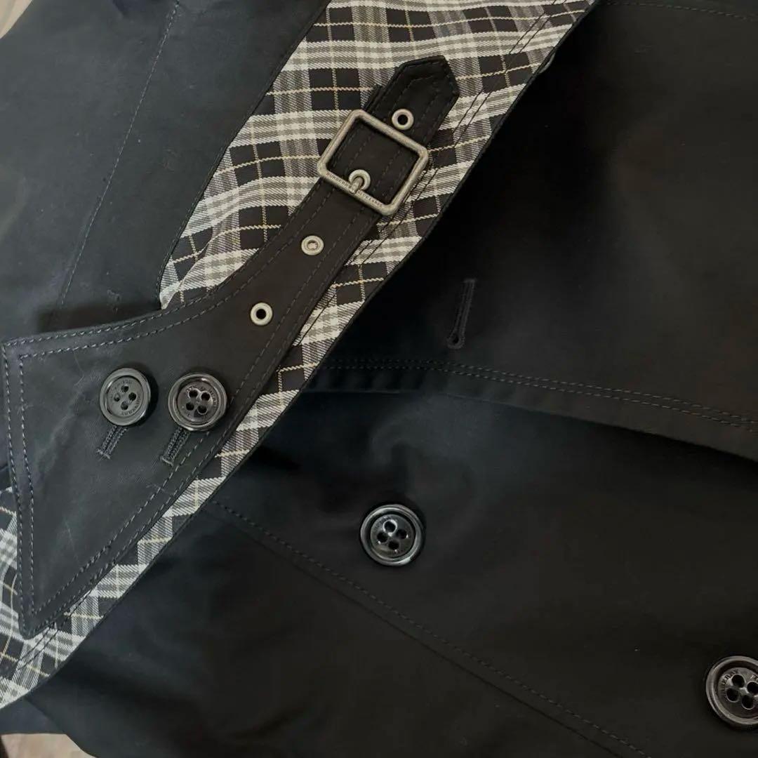 バーバリーブルーレーベル　トレンチコート　ライナー付き　黒　ベルト　チェック