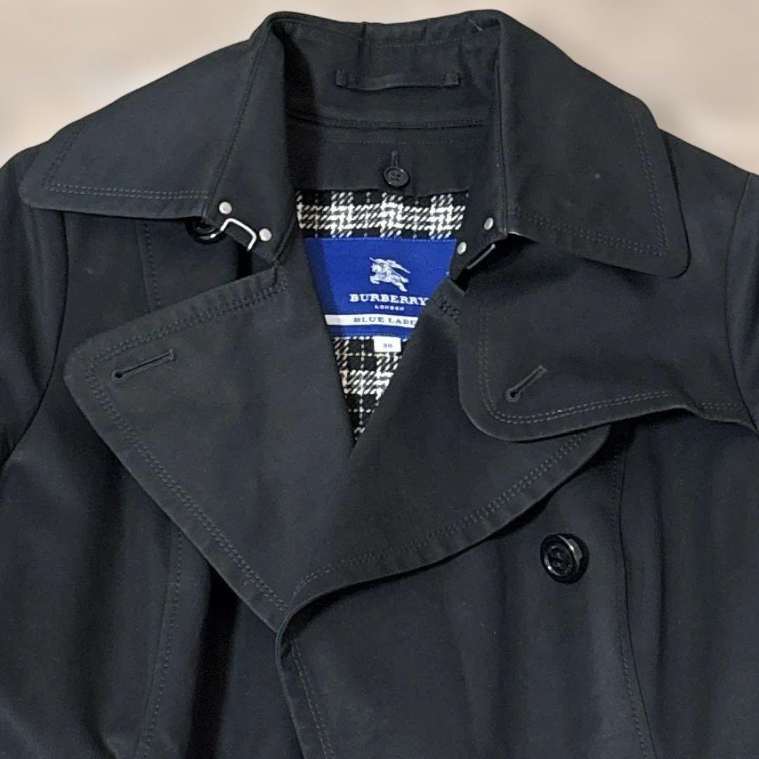 バーバリーブルーレーベル　トレンチコート　ライナー付き　黒　ベルト　チェック