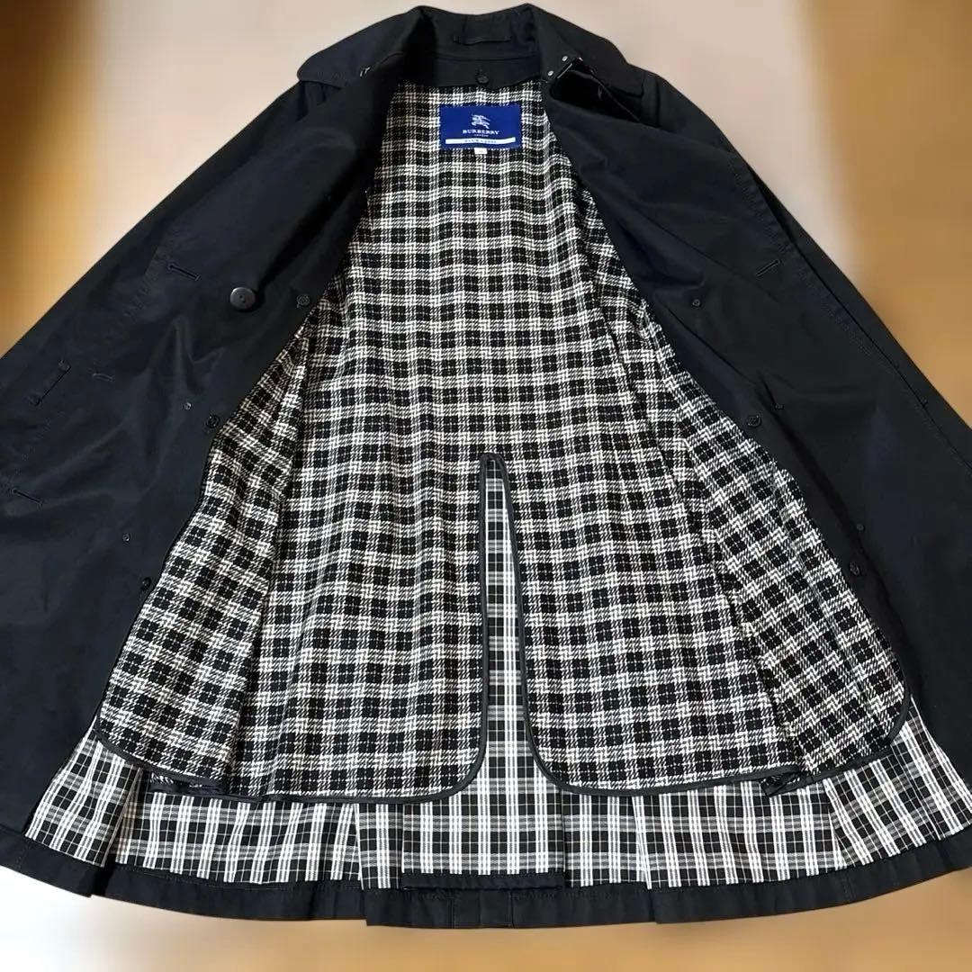 バーバリーブルーレーベル　トレンチコート　ライナー付き　黒　ベルト　チェック