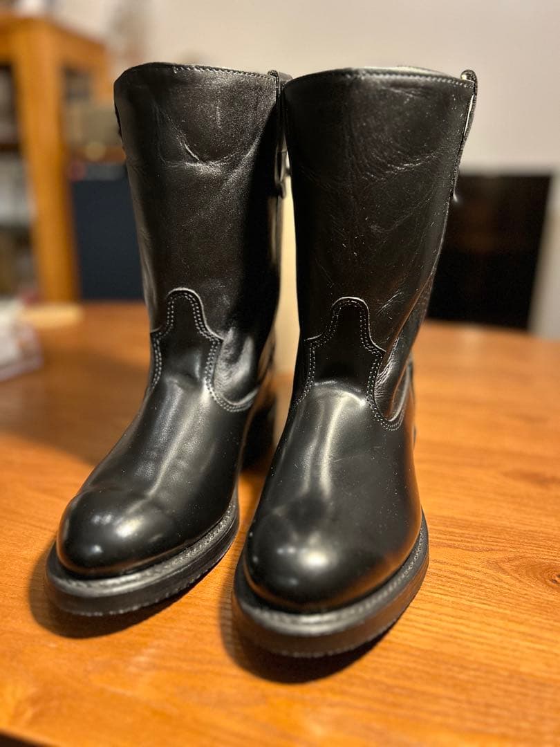 DOUBLE-H 7.5D（26センチ位）ブラックレザーブーツ•アメリカ製•新同