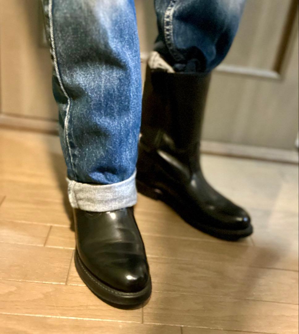 DOUBLE-H 7.5D（26センチ位）ブラックレザーブーツ•アメリカ製•新同