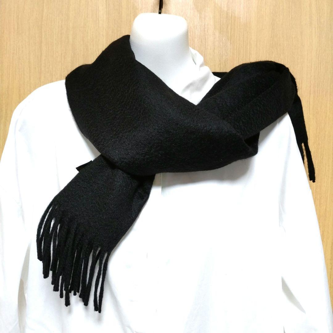 Loro Piana✨ 最高級カシミヤ100% 純正マフラー 黒 フリンジ付き