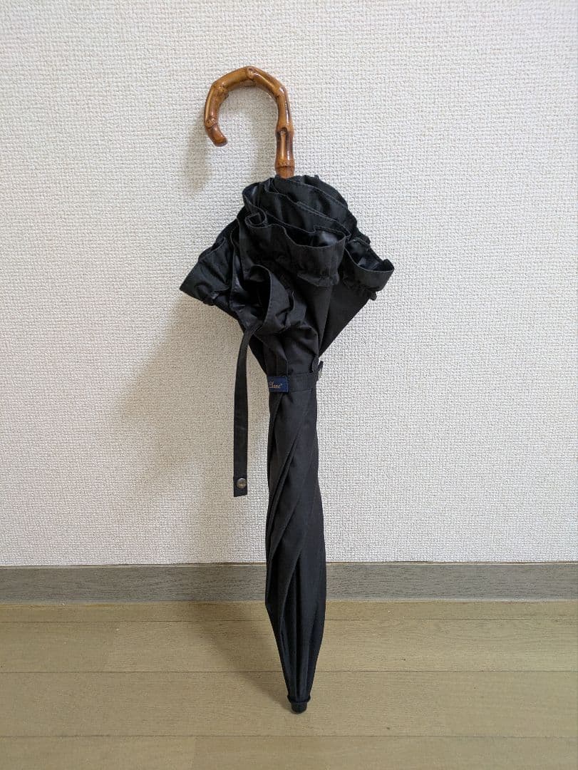 芦屋ロサブラン　シングルフリル 日傘　ブラック