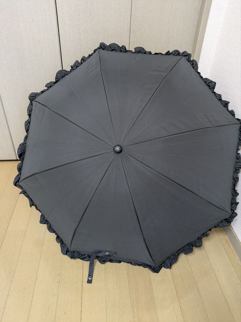 芦屋ロサブラン　シングルフリル 日傘　ブラック