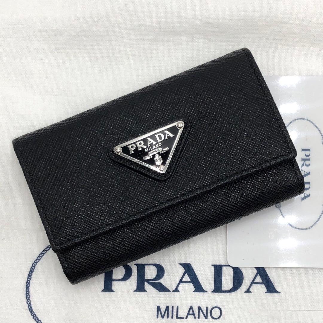 ［現行］プラダ　サフィアーノ　トライアングルロゴ　4連　キーケース　IC確認済み