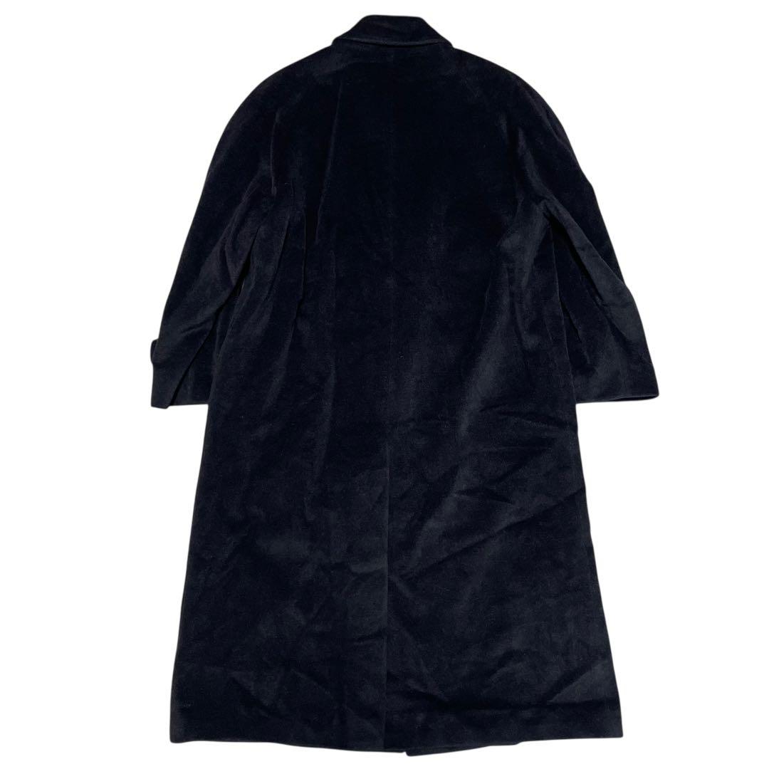 アンゴラ100%【BELTA BUONO】マキシ丈比翼チェスターコート 黒 XL