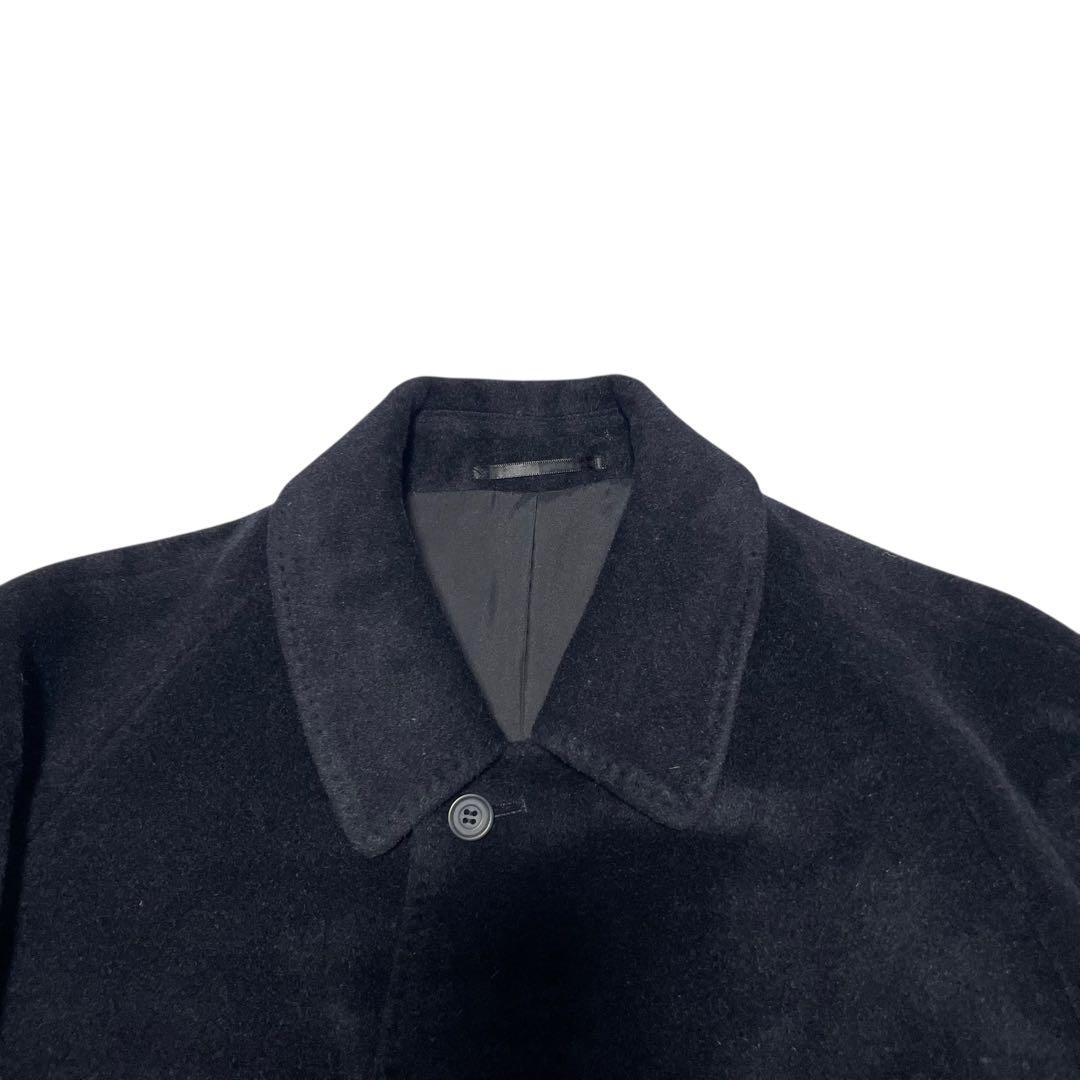 アンゴラ100%【BELTA BUONO】マキシ丈比翼チェスターコート 黒 XL