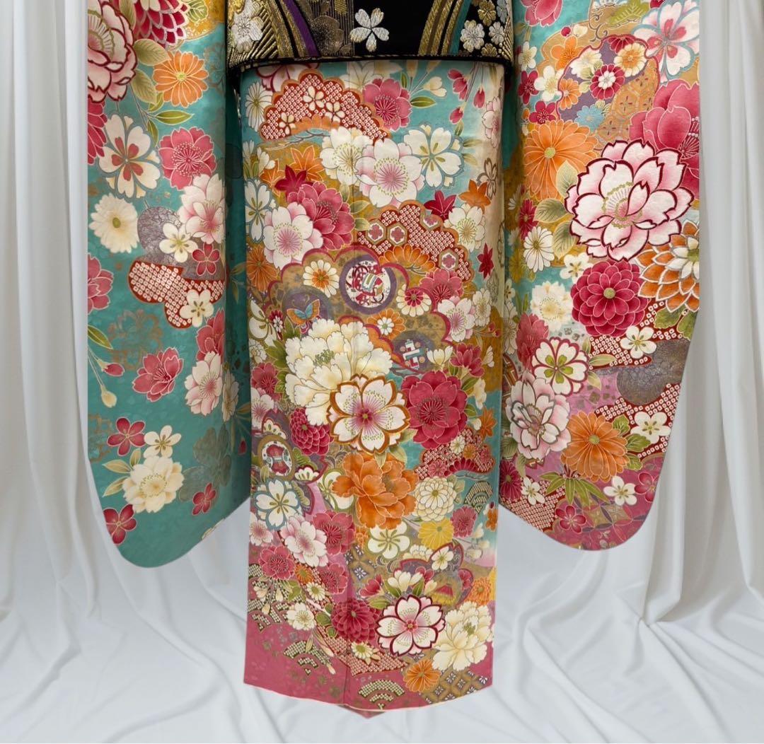 ❣️期間限定お値下げ❣️(5379夏) ✿ 振袖フルセット ✿ 四季の花 金駒刺繍