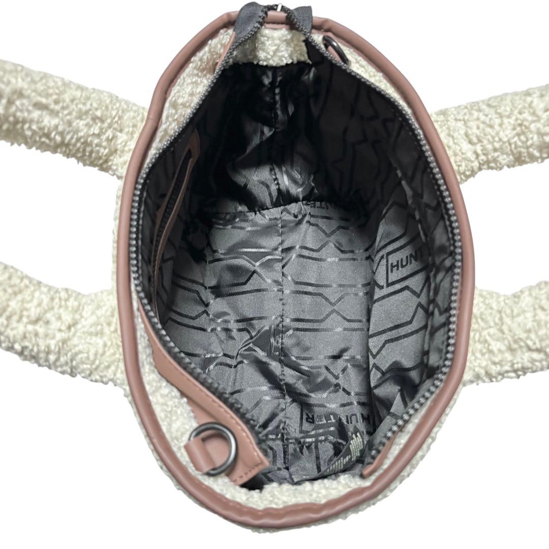 HUNTER ハンター 2WAY ショルダーバッグ ブークレ クリーム ボア