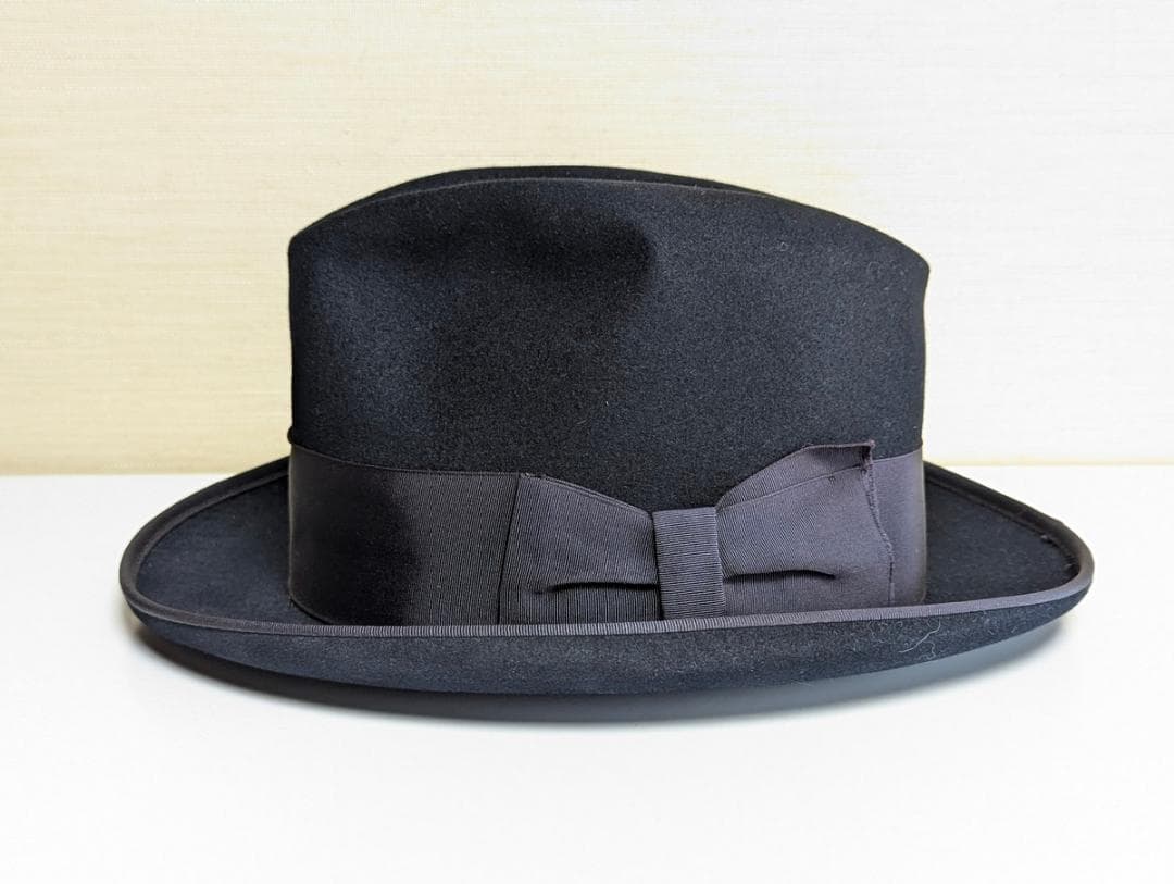 Cavanagh 50sヴィンテージ USA製ホンブルグハット 紺 57cm