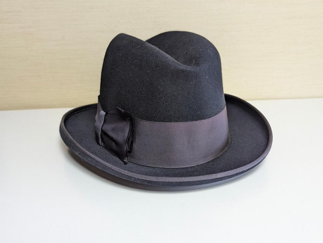Cavanagh 50sヴィンテージ USA製ホンブルグハット 紺 57cm