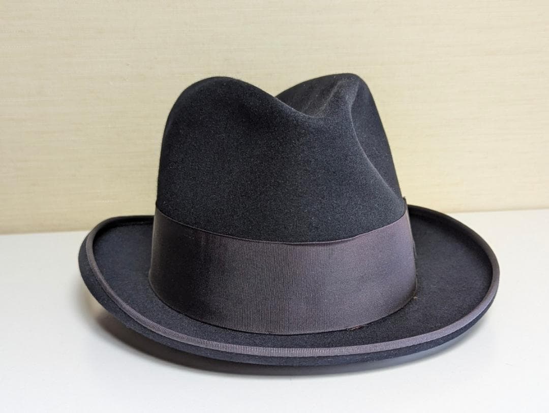 Cavanagh 50sヴィンテージ USA製ホンブルグハット 紺 57cm