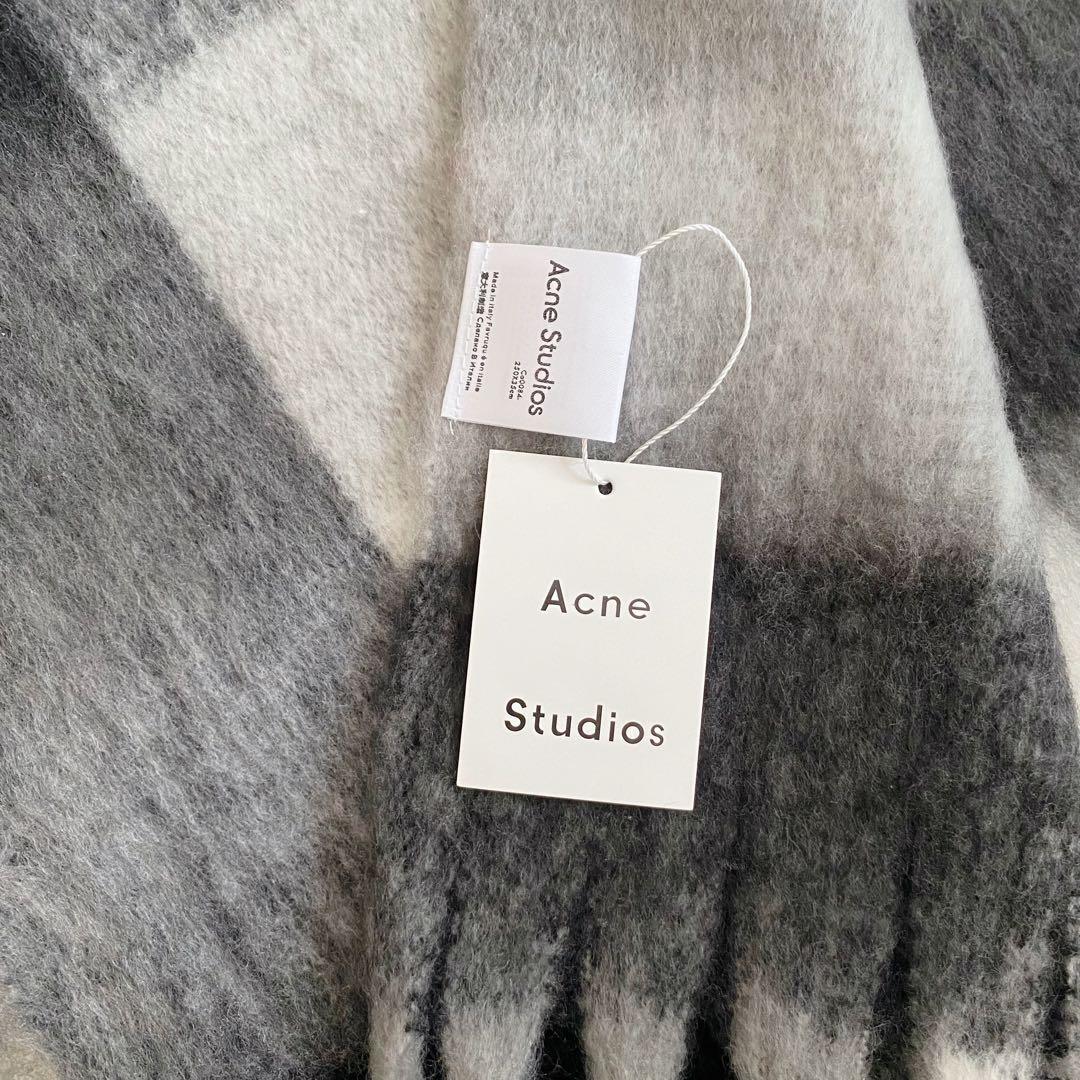 【新品未使用】Acne Studios チェックストール　マフラー　ブラック系