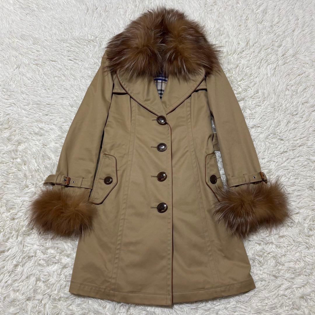 バーバリー ブルーレーベル パイピングコートエリ袖口 ファー ライナー ベルト