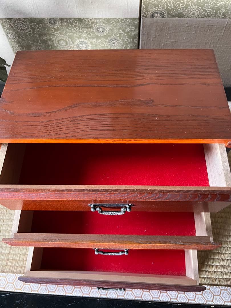 木製3段引き出し 箪笥 木製和風デザイン箪笥　ミニチェスト　ミニ箪笥　古道具