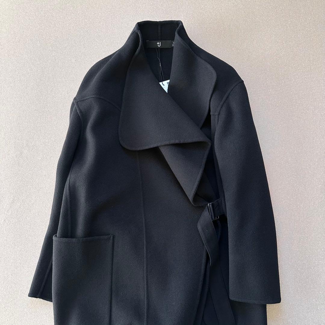 新品タグ付き UNIQLO カシミヤブレンドノーカラーコート M ブラック