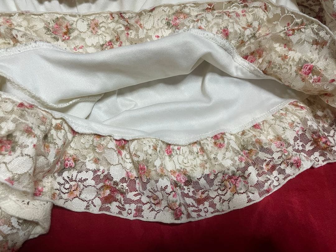 希少y2kフリル総レース花柄スカートパンツ