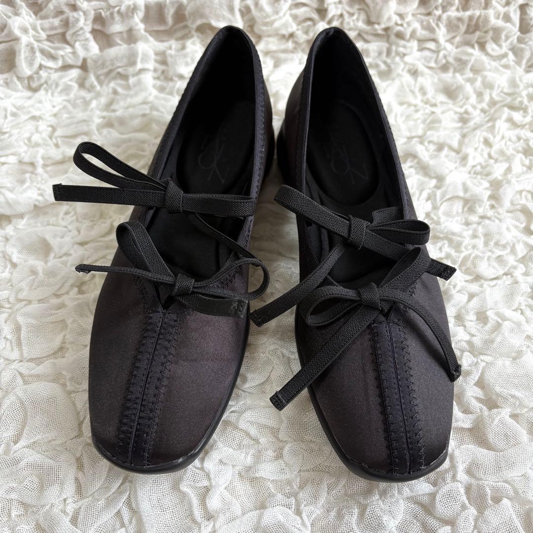 LETALON ルタロン Lダブルリボンバレリーナ バレエシューズ 黒 23cm