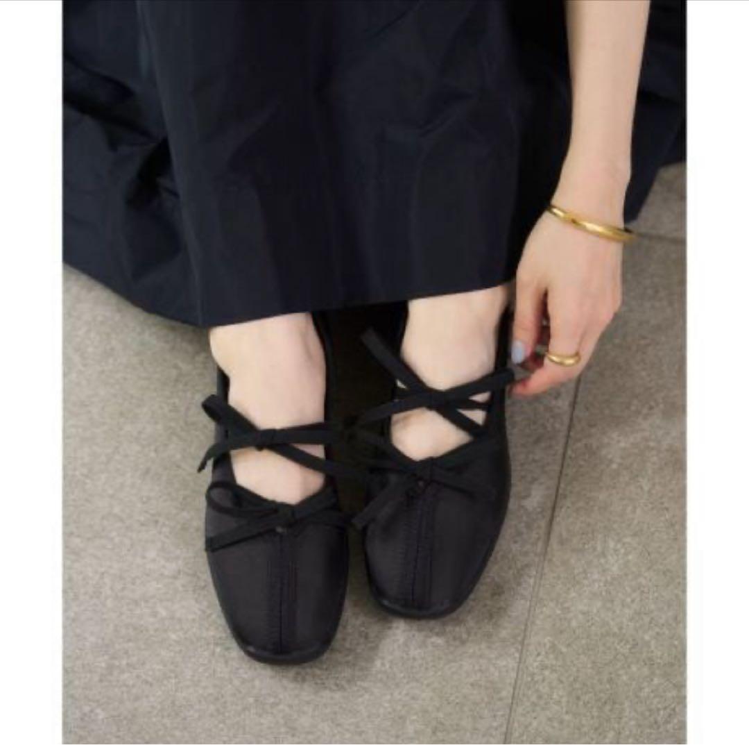 LETALON ルタロン Lダブルリボンバレリーナ バレエシューズ 黒 23cm