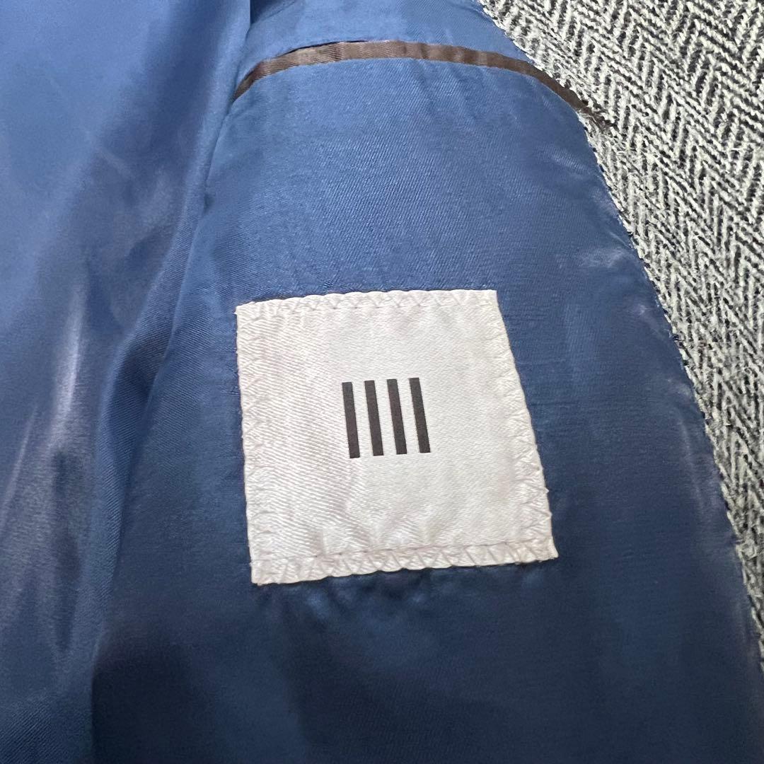 スーツセレクト×ハリスツイード ヘリンボーン 銀 ウールダブルトレンチコート