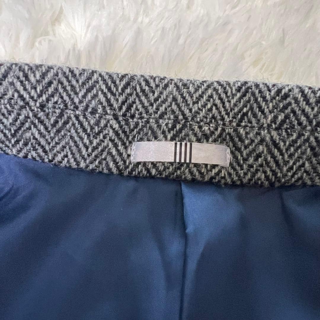 スーツセレクト×ハリスツイード ヘリンボーン 銀 ウールダブルトレンチコート