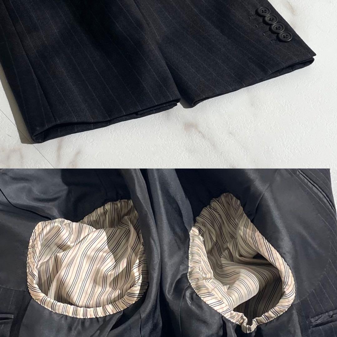 BurberryLondonダークグレー ストライプ ビジネススーツ