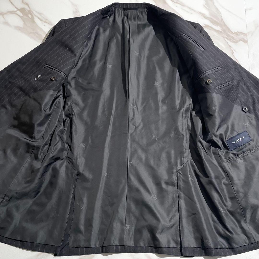 BurberryLondonダークグレー ストライプ ビジネススーツ