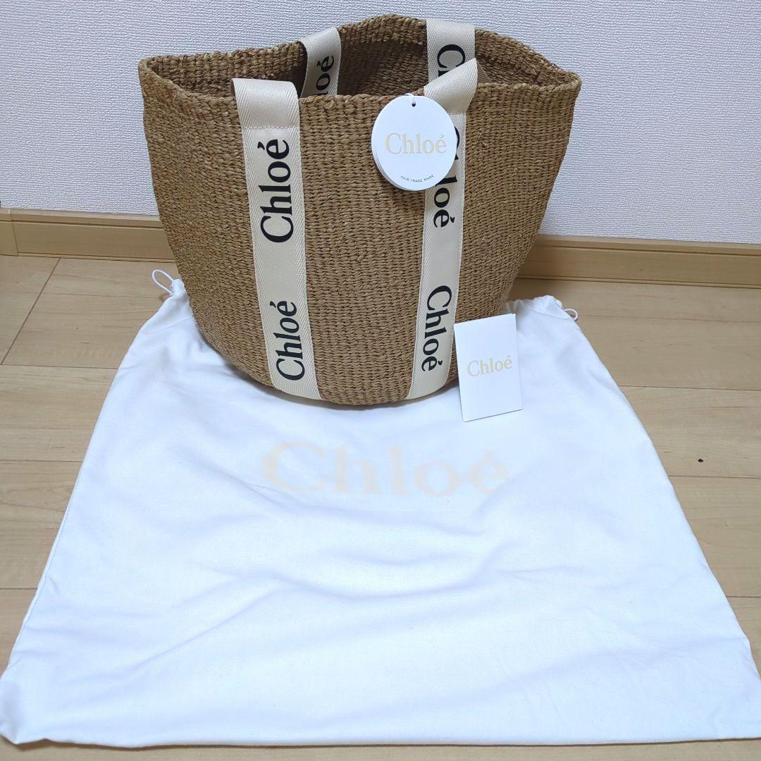 新品Chloe クロエ Woody ウッデイ ラージ バスケット バッグホワイト