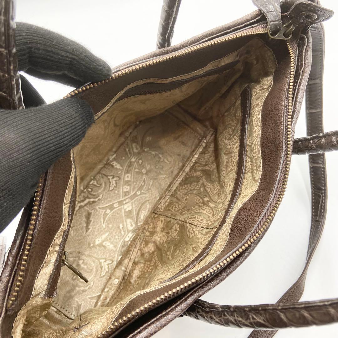 極美品　IBIZA イビサ　クロコダイル　マット　2way　レザー　　ブラウン