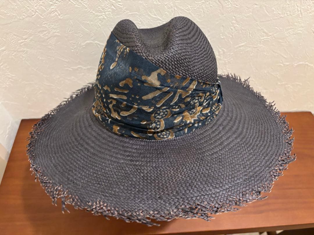 なつ　ブルネロクチネリ　濃紺ストローハット　レディース　フリーサイズ