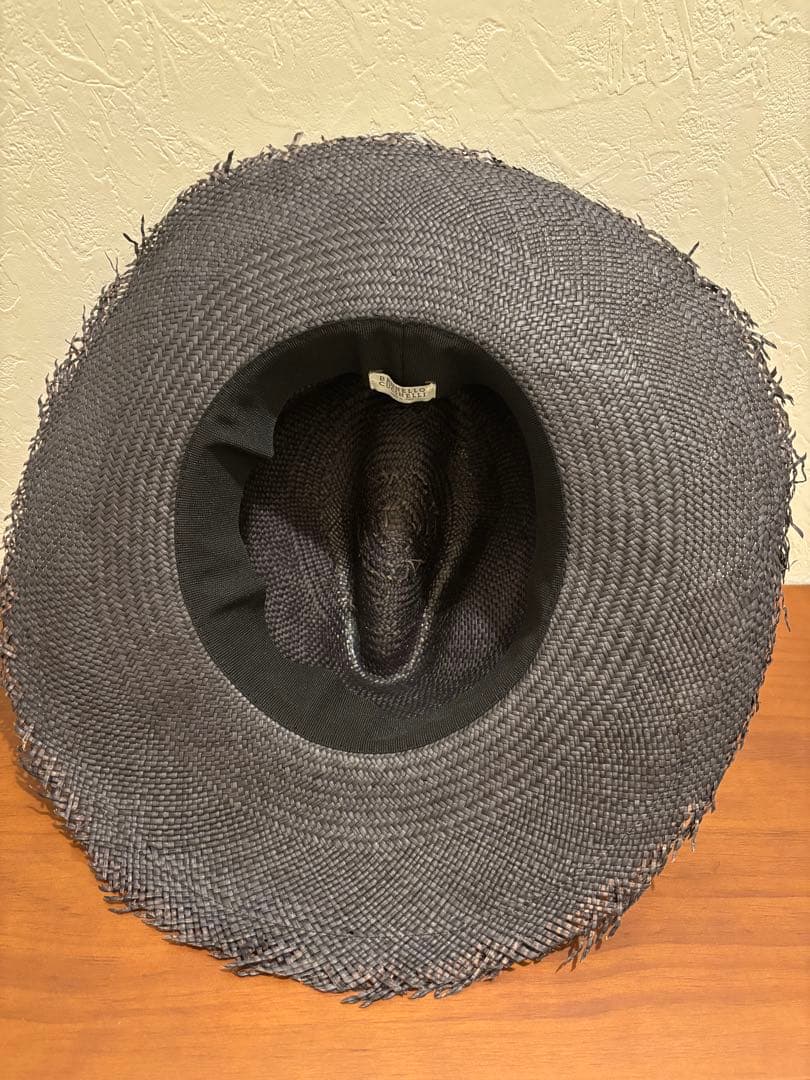 なつ　ブルネロクチネリ　濃紺ストローハット　レディース　フリーサイズ