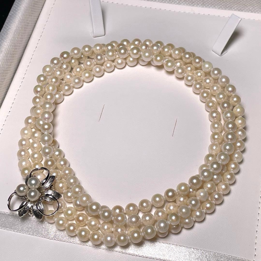 アコヤパール フラワークラスプ ロングネックレス 5.9〜6.3㎜ O556