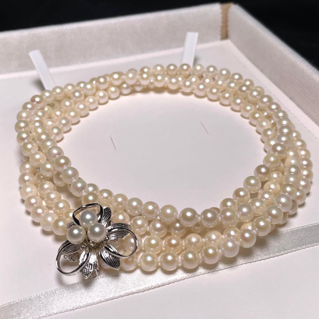アコヤパール フラワークラスプ ロングネックレス 5.9〜6.3㎜ O556
