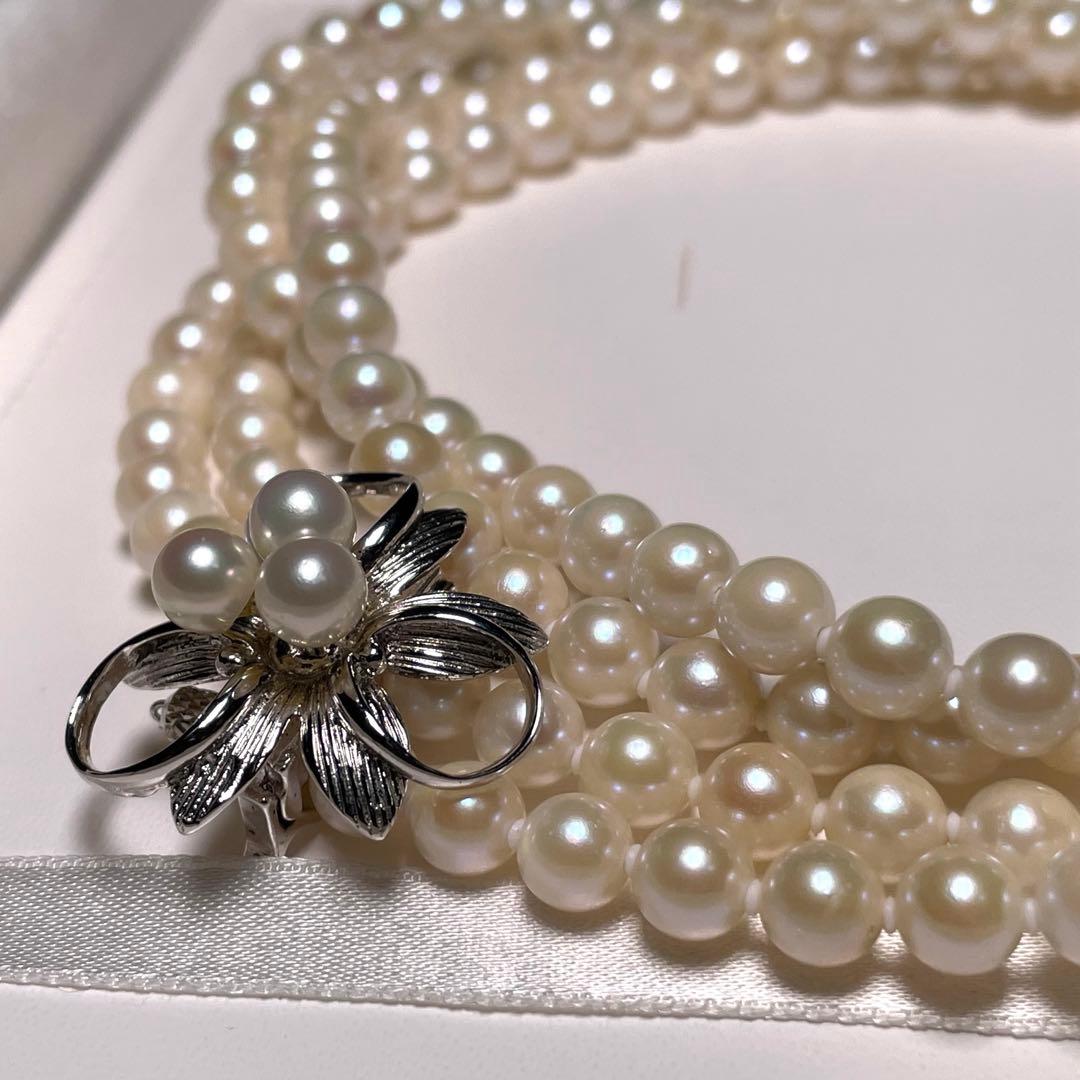 アコヤパール フラワークラスプ ロングネックレス 5.9〜6.3㎜ O556