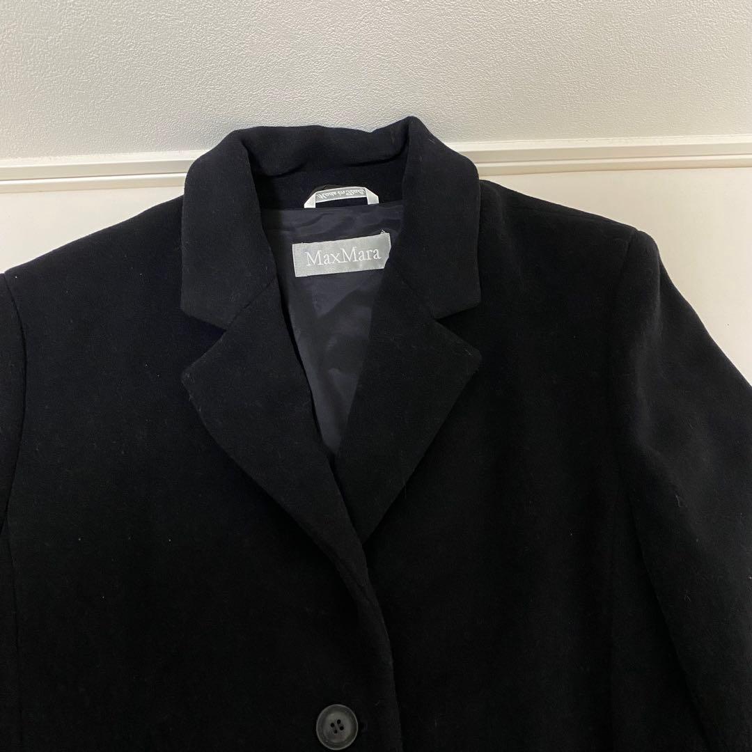 マックスマーラ　ロングコート　チェスターコート　LANAWOOL 42 3L 黒