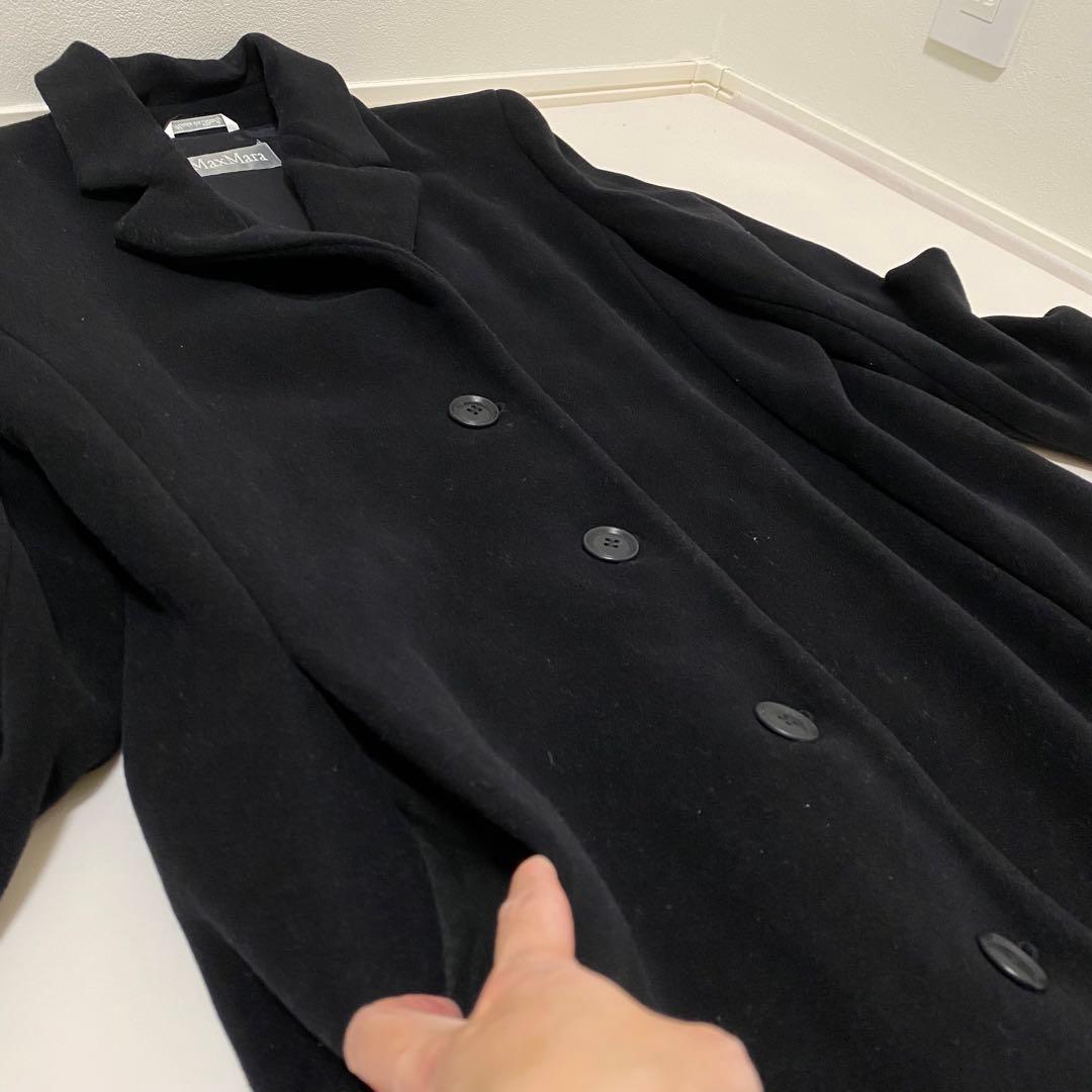 マックスマーラ　ロングコート　チェスターコート　LANAWOOL 42 3L 黒
