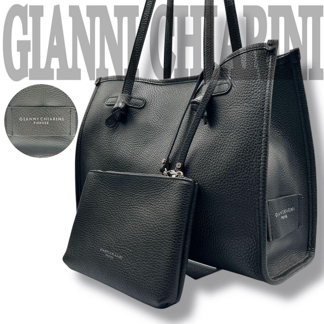 美品【GIANNI CHIARINI】マルチェッラ 本革 トートバッグ ポーチ付