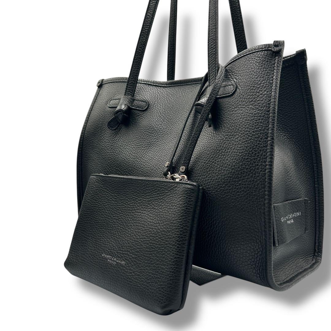 美品【GIANNI CHIARINI】マルチェッラ 本革 トートバッグ ポーチ付