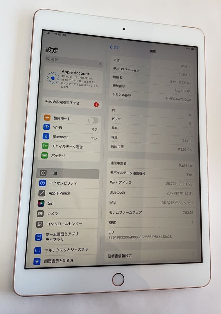 iPad 7世代 WiFi + Cellular 128GBゴルド