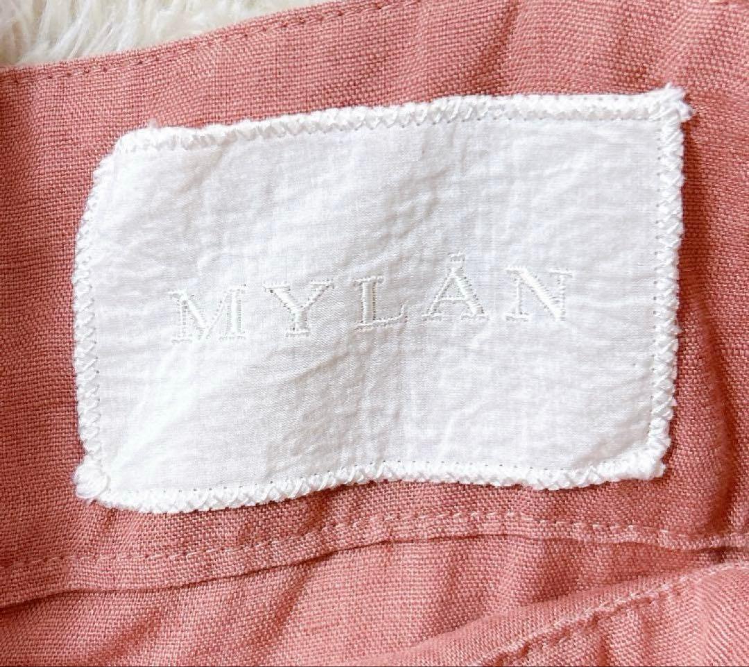 【美品】MYLAN カラーリネンオールインワン　ワイド　バルーン
