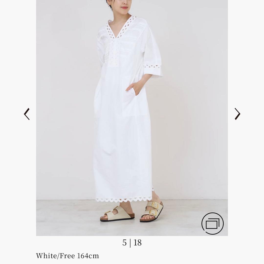 ヌキテパ　ワンピース　白