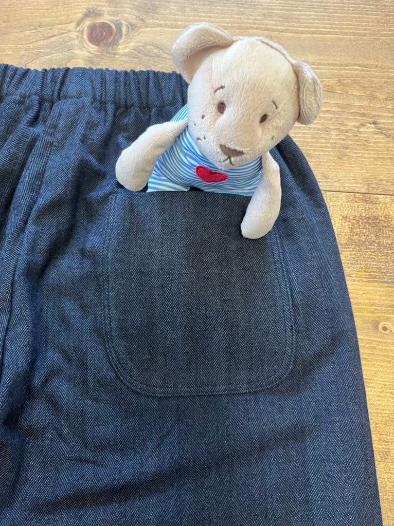 新作岡山デニムモンペヘリンボーンhandmadeＬゆったりインディゴうなぎの寝床