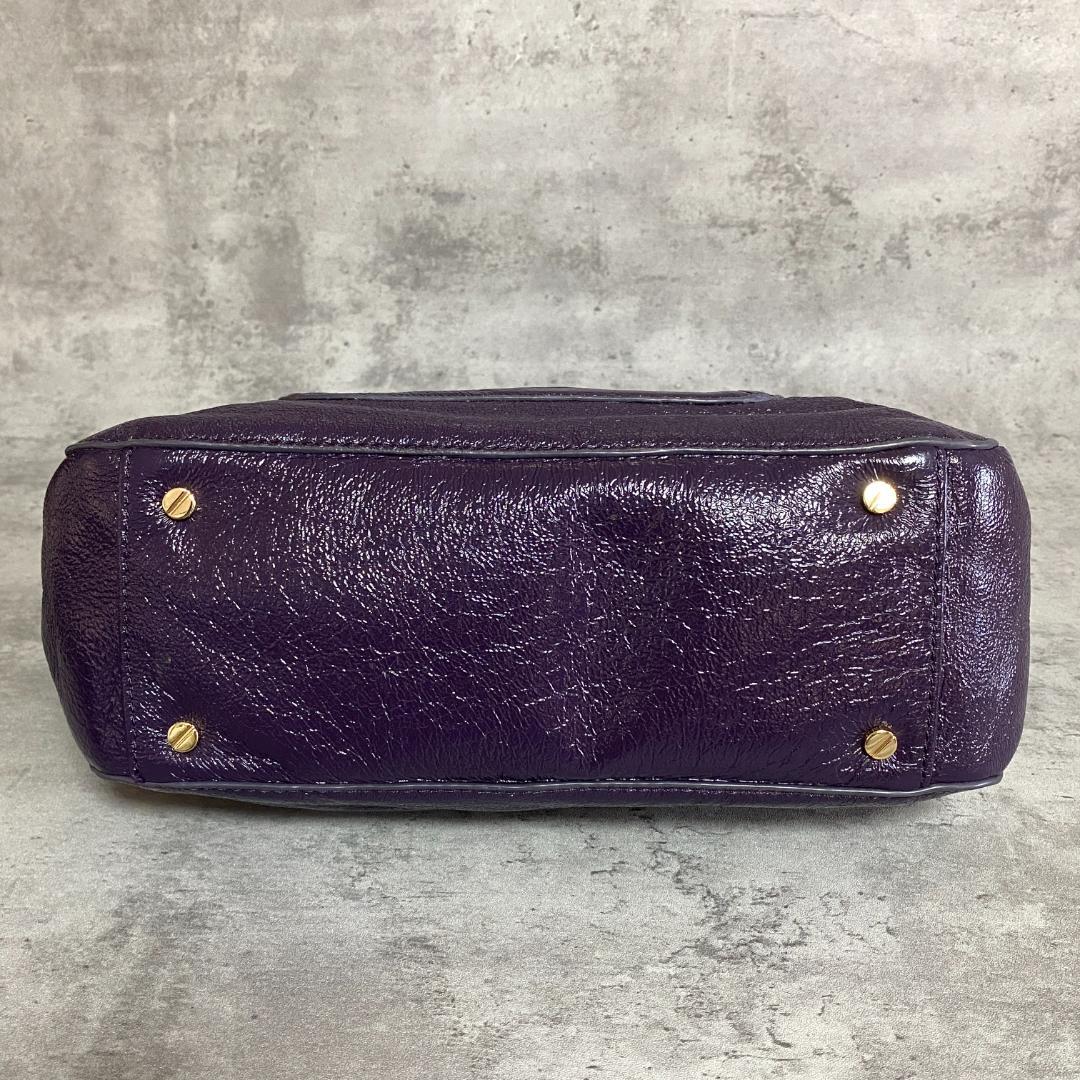✨極美品✨トリーバーチ アマンダ ハンドバッグ エナメル 紫 デカロゴ 希少色