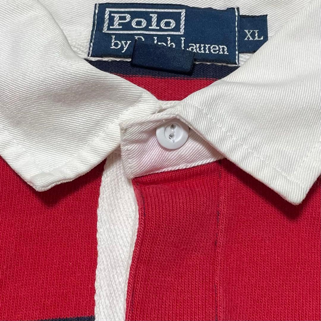 【人気デザイン】 ラルフローレン ラガーシャツ XL レッド ネイビー 太ピッチ