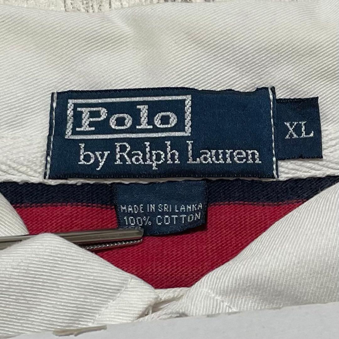 【人気デザイン】 ラルフローレン ラガーシャツ XL レッド ネイビー 太ピッチ