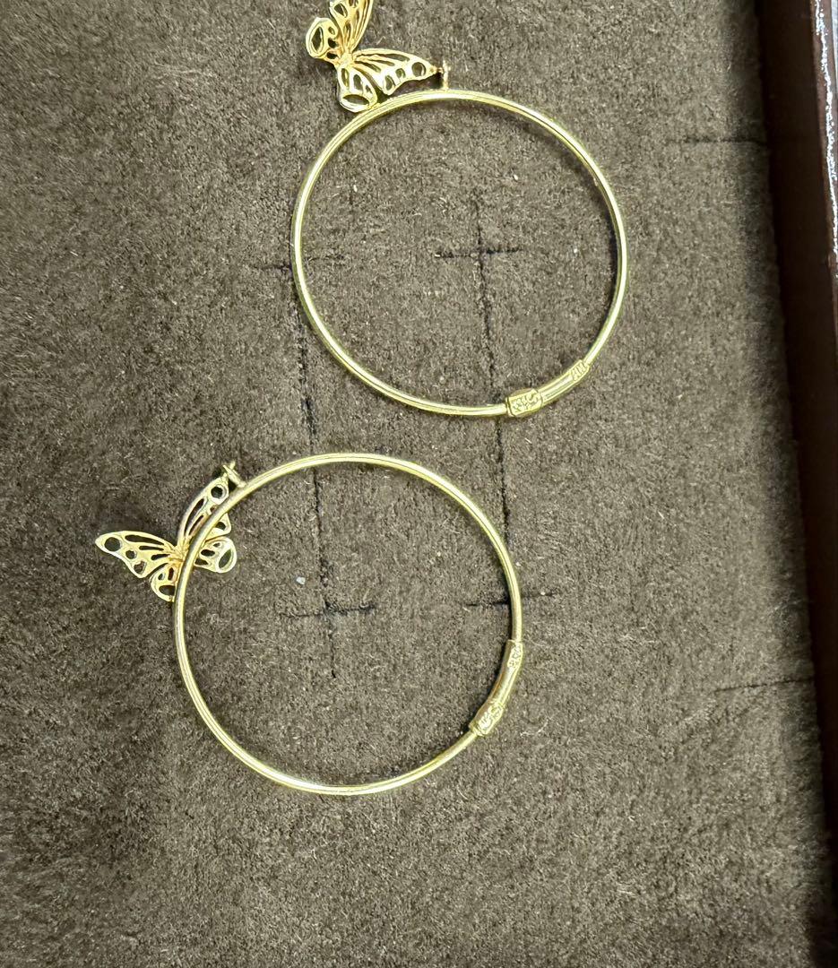蝶　バタフライ　フープピアス　スタージュエリー　k18