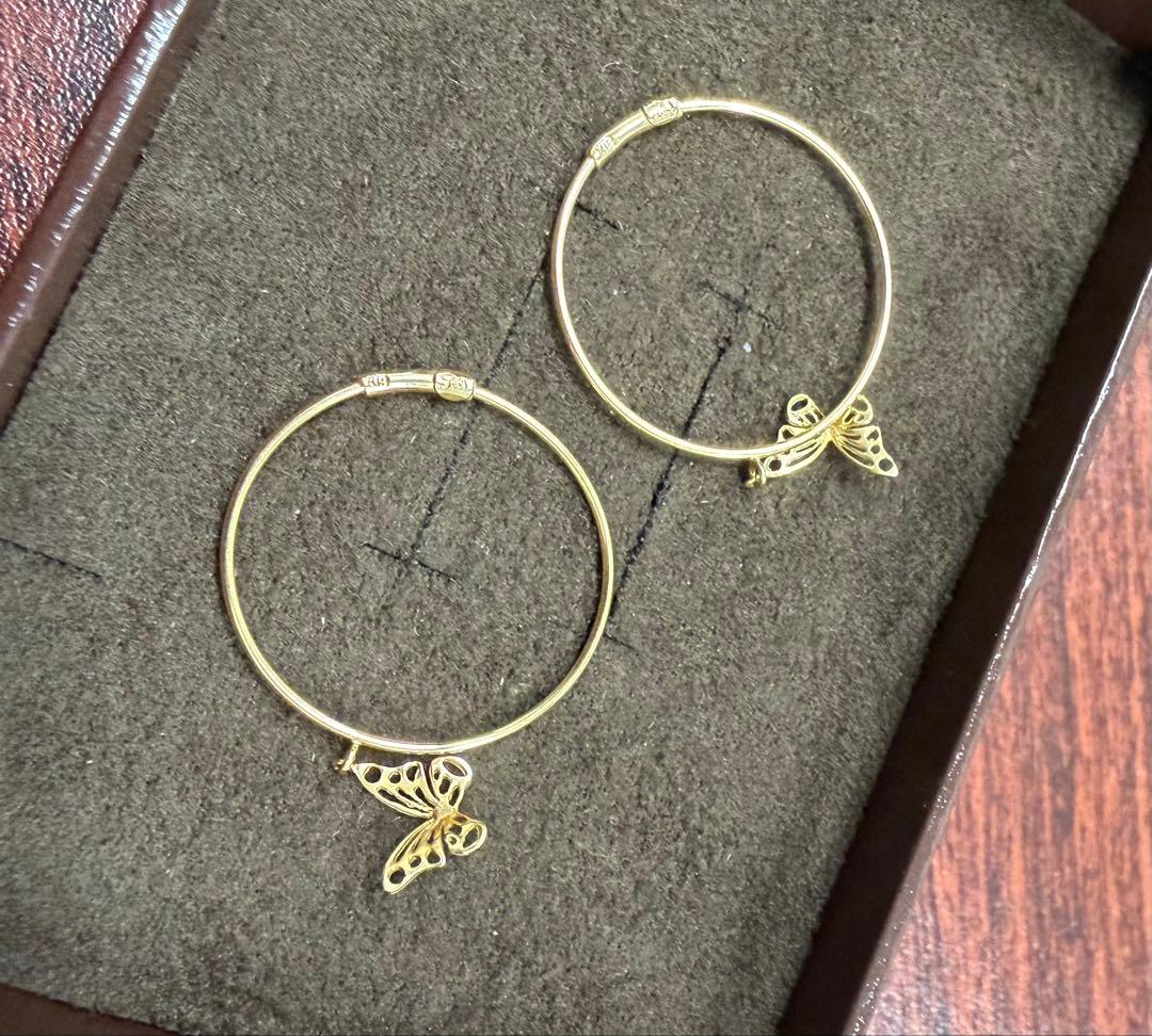 蝶　バタフライ　フープピアス　スタージュエリー　k18