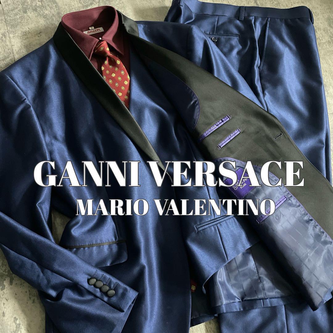 レアカラー ディープブルー スリーピース スーツ× VERSACEネクタイ