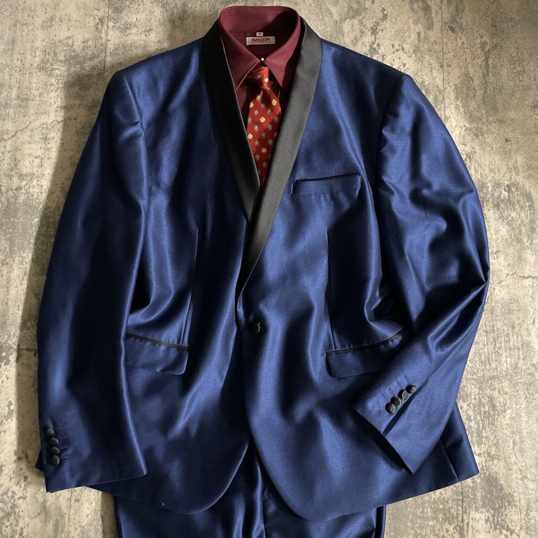 レアカラー ディープブルー スリーピース スーツ× VERSACEネクタイ